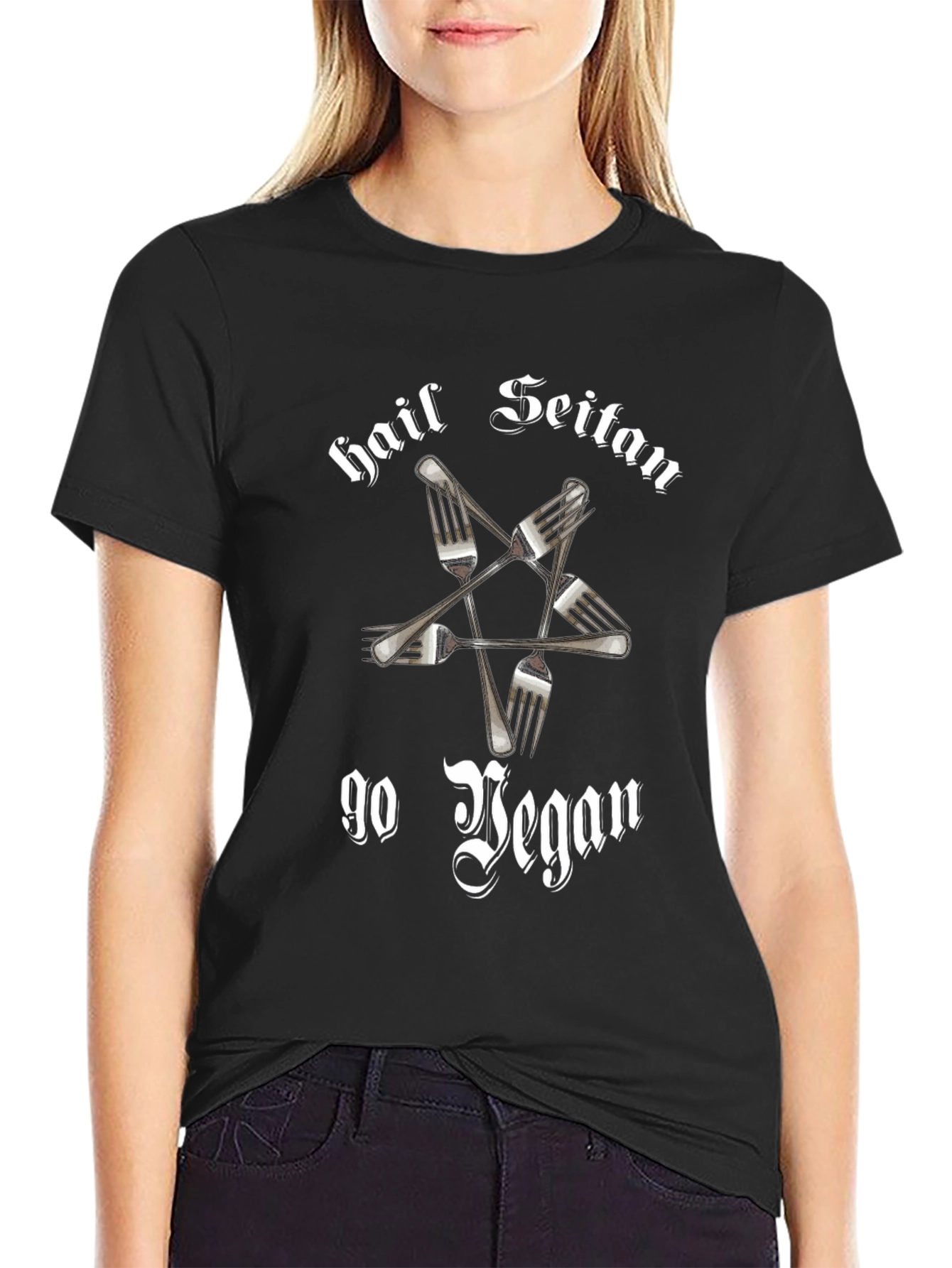 Hail Seitan Go Vegan Graphic T-Shirt