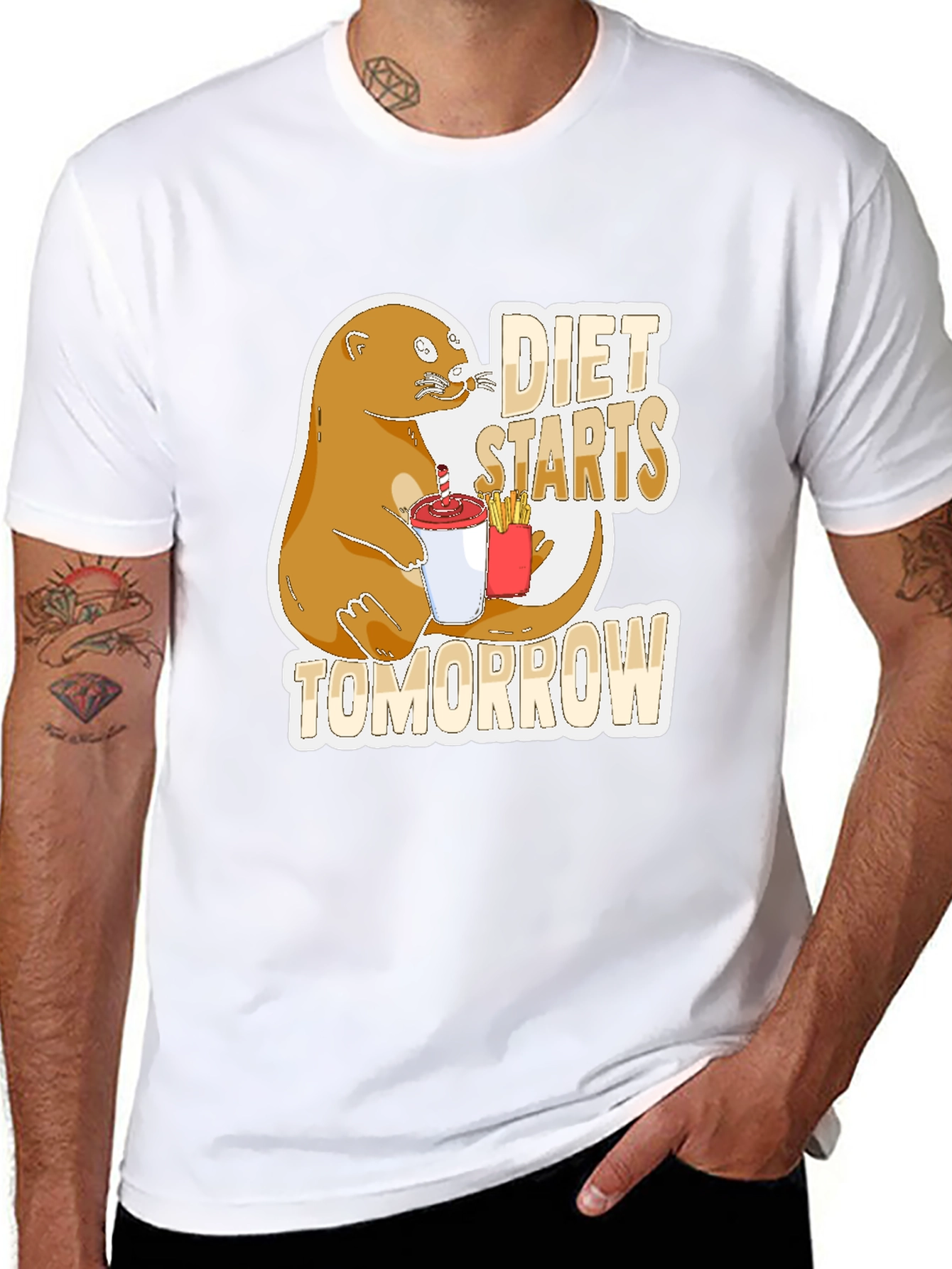 Diet Starts Tomorrow Otter Graphic Tee