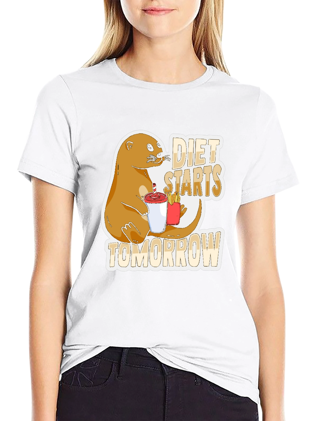 Diet Starts Tomorrow Otter Graphic Tee