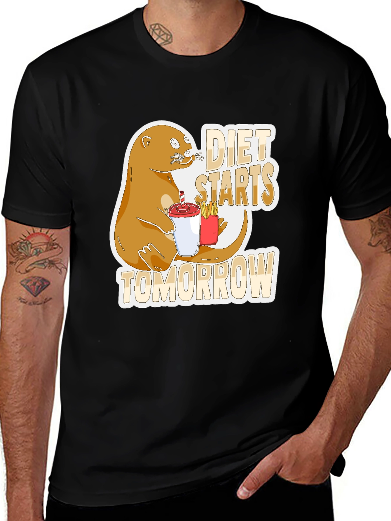 Diet Starts Tomorrow Otter Graphic Tee