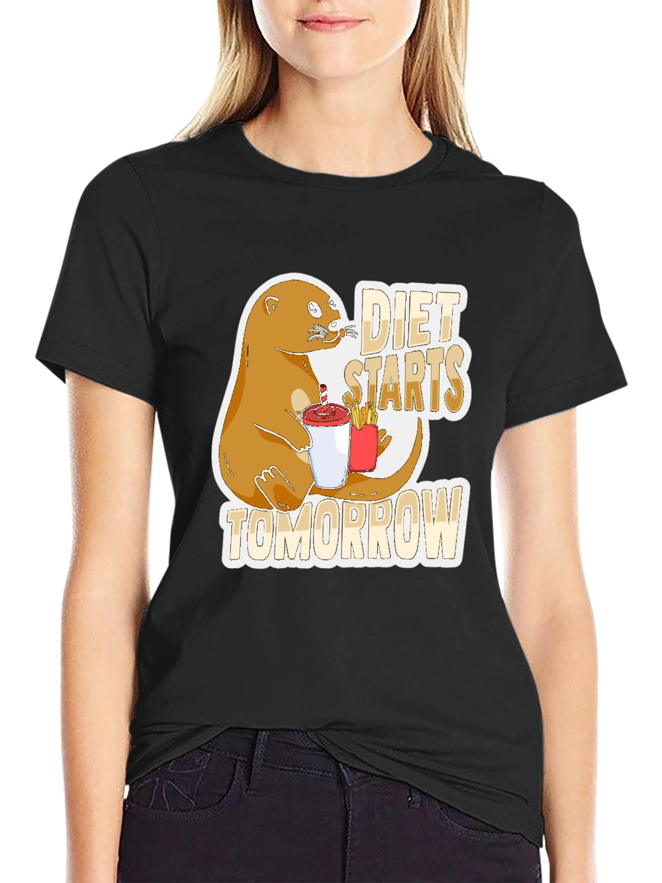 Diet Starts Tomorrow Otter Graphic Tee