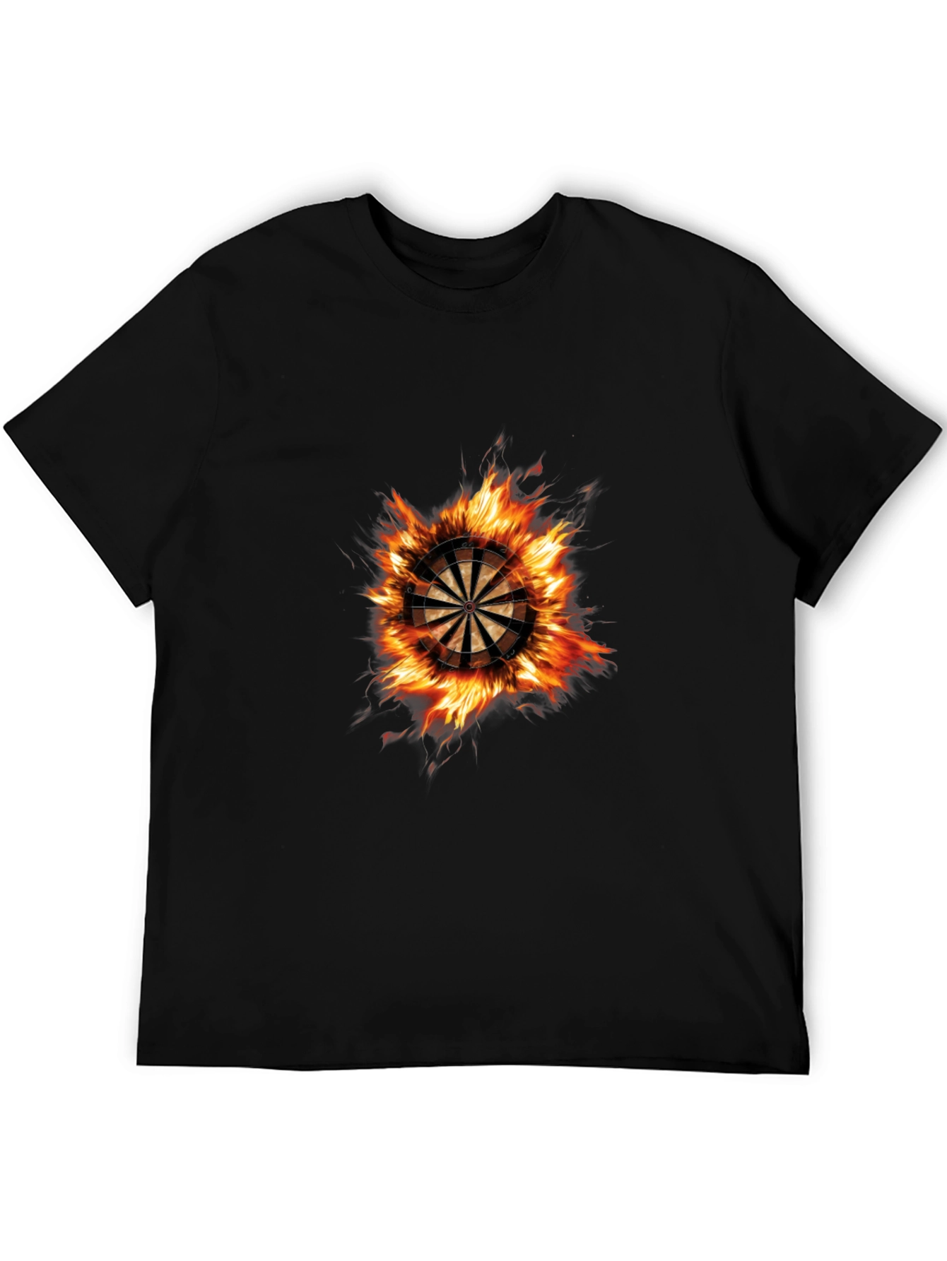 Flaming Dartboard Graphic Tee - Black