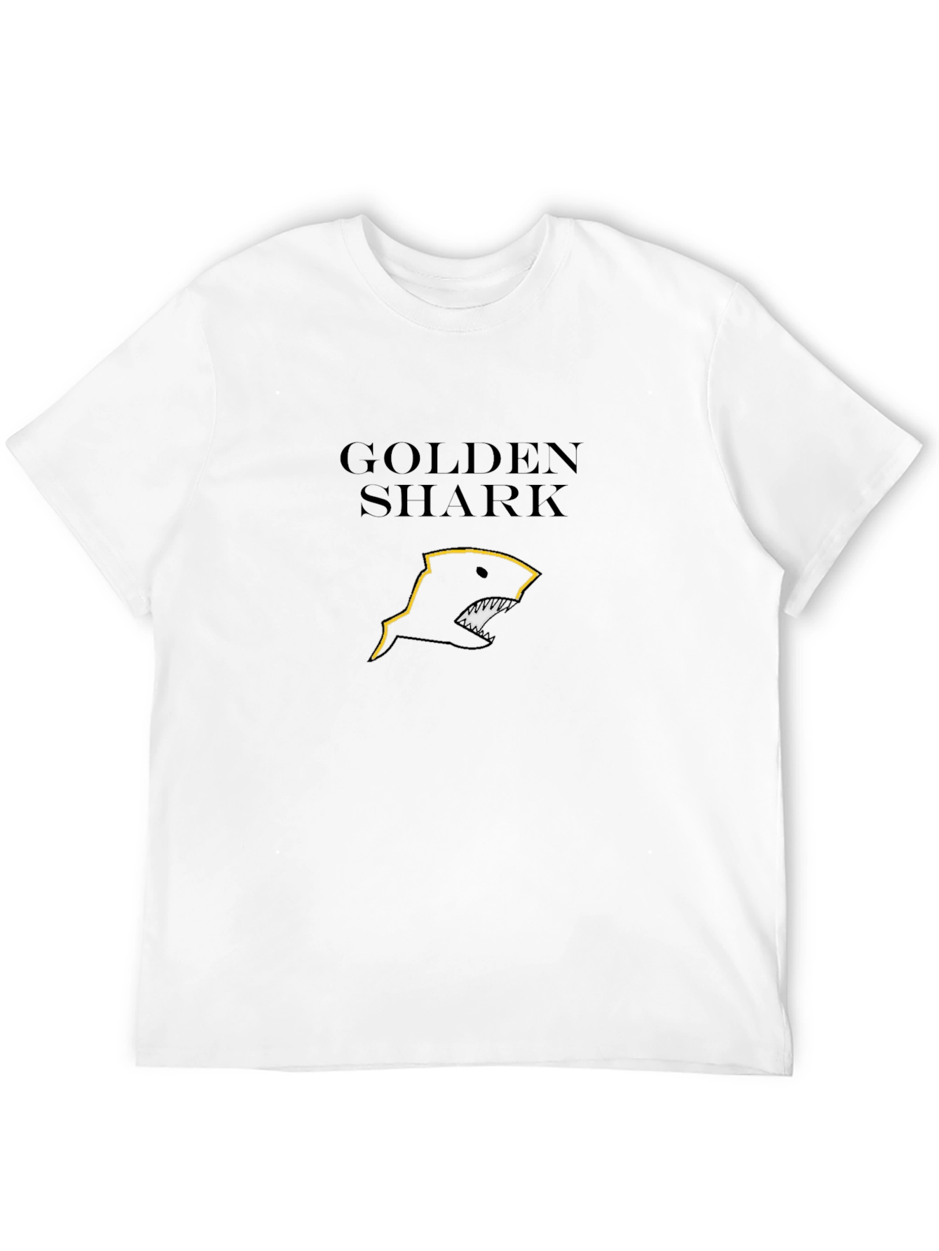 Golden Shark Graphic Tee - Sleek Black Cotton