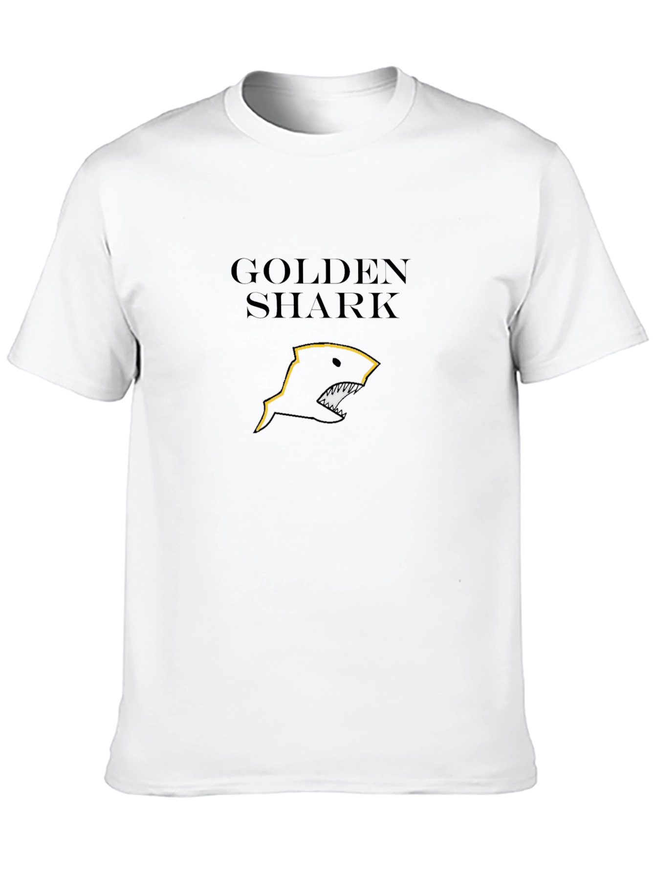 Golden Shark Graphic Tee - Sleek Black Cotton