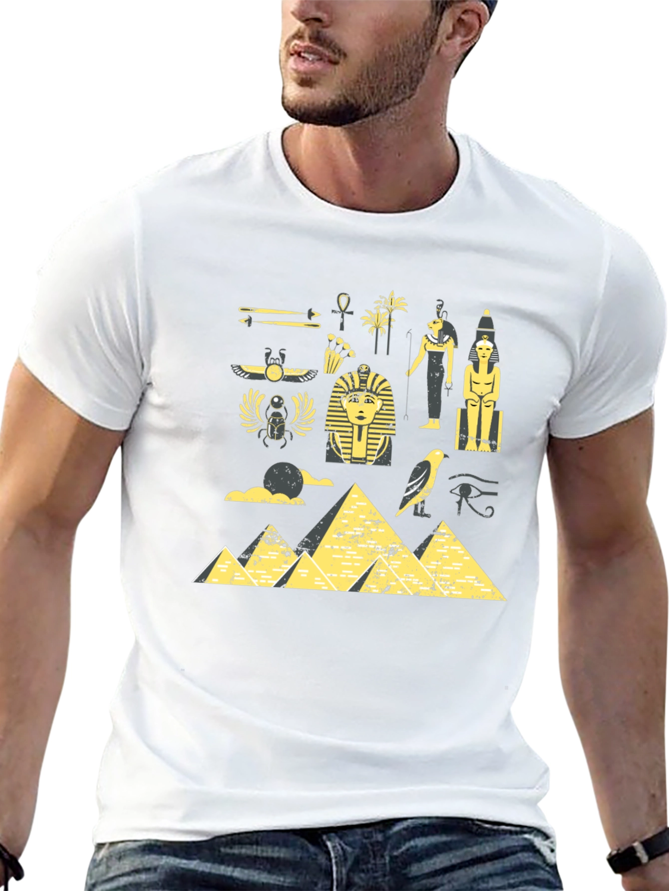 Egyptian Print Black T-Shirt