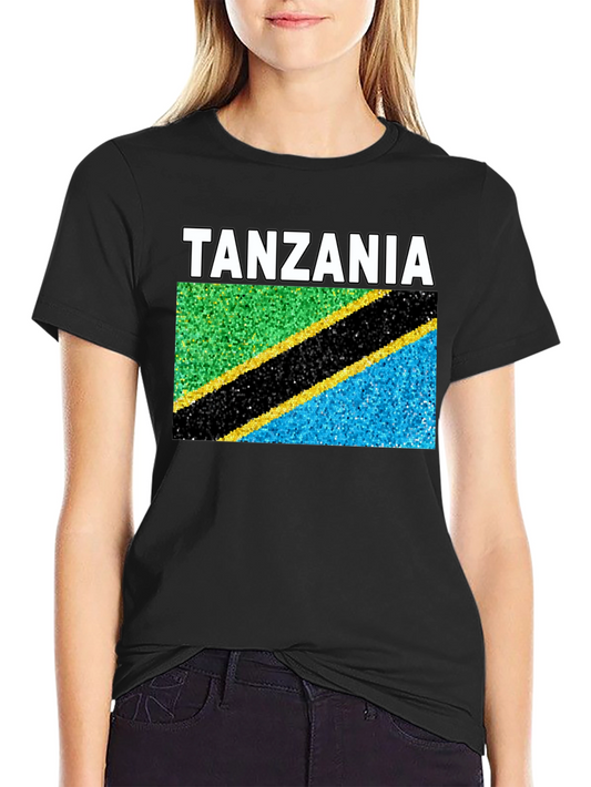 Tanzania Flag T-Shirt - Black Crew Neck Tee