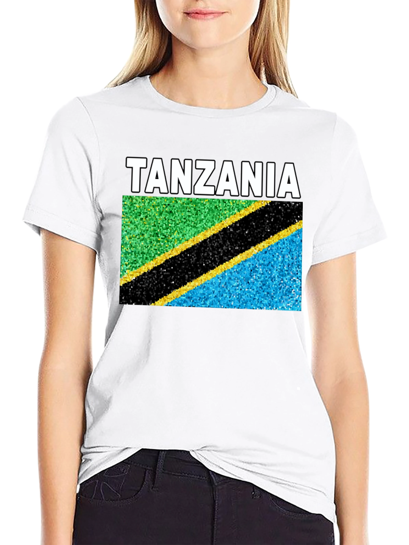 Tanzania Flag T-Shirt - Black Crew Neck Tee