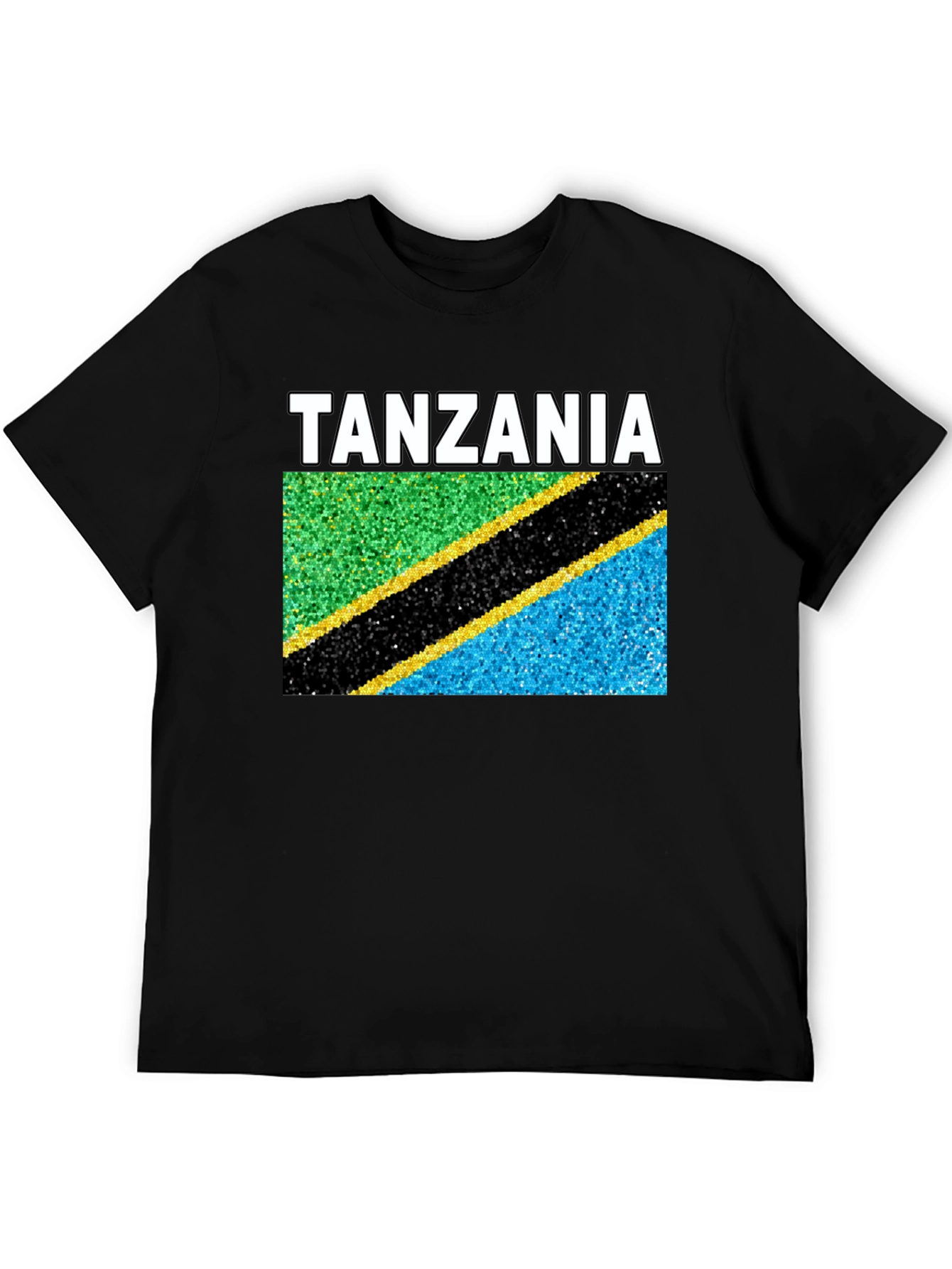 Tanzania Flag T-Shirt - Black Crew Neck Tee