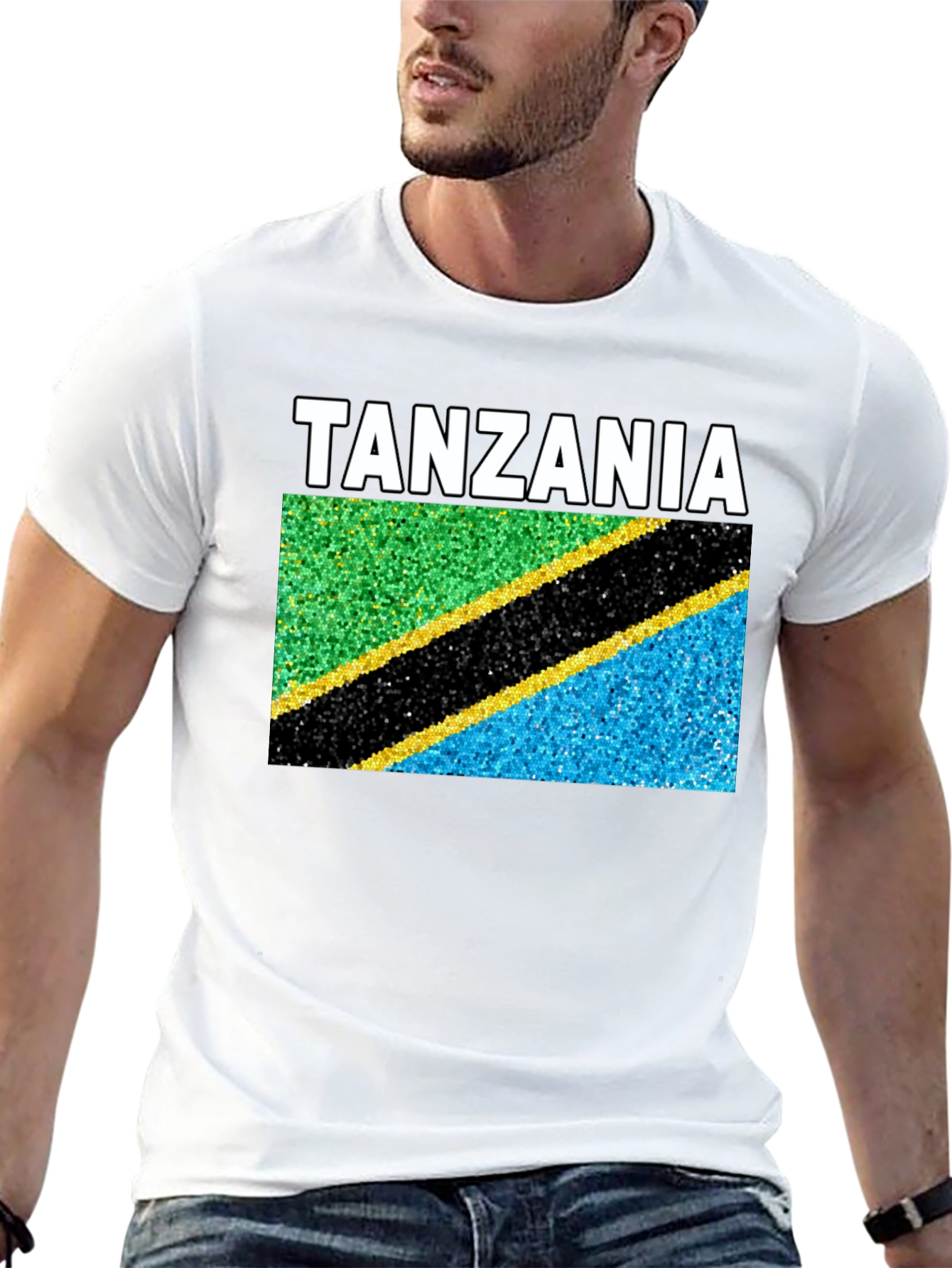 Tanzania Flag T-Shirt - Black Crew Neck Tee