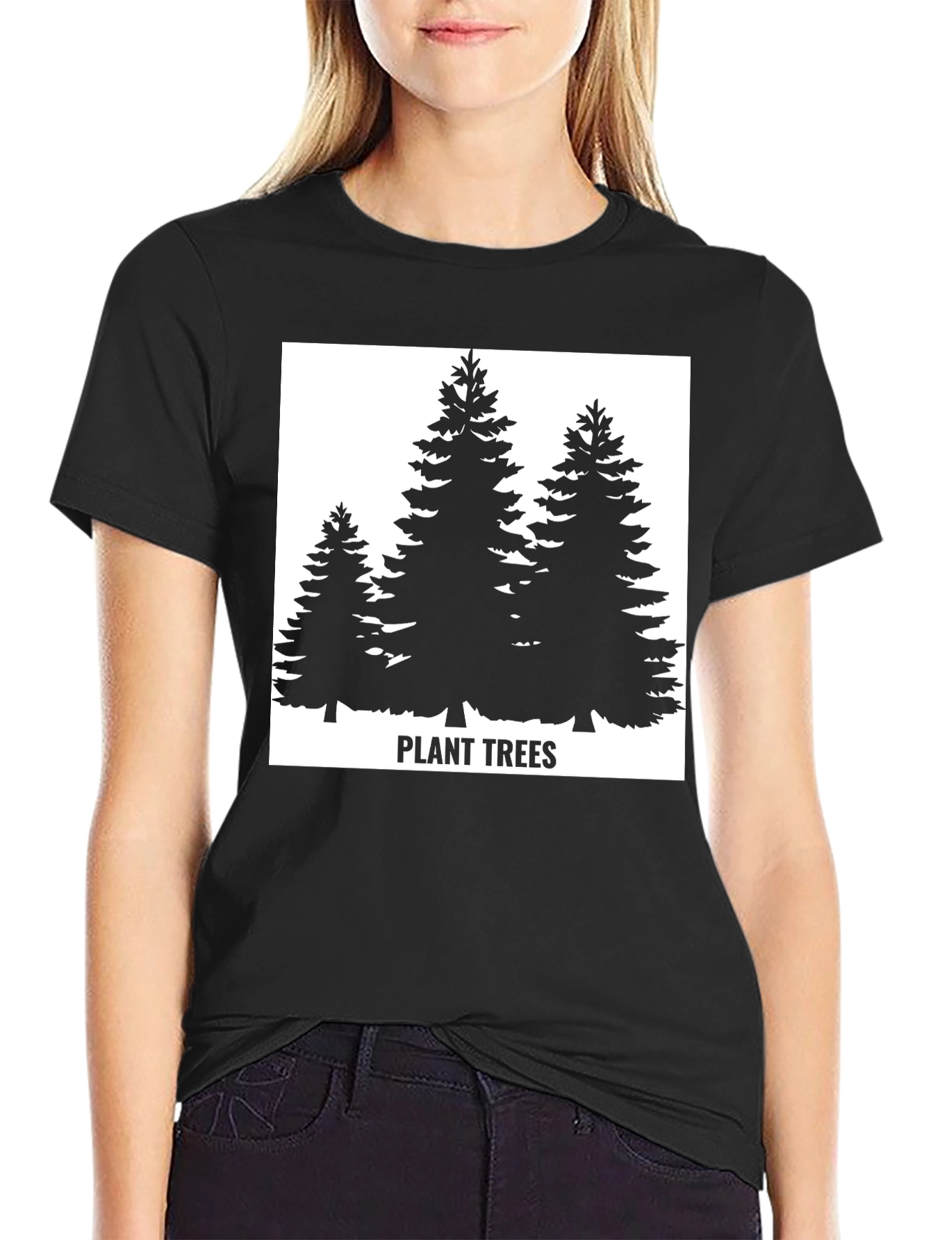 Plant Trees Black T-Shirt - Nature Conservation Tee