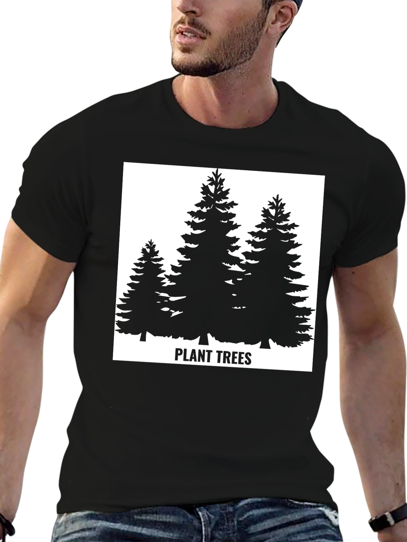 Plant Trees Black T-Shirt - Nature Conservation Tee