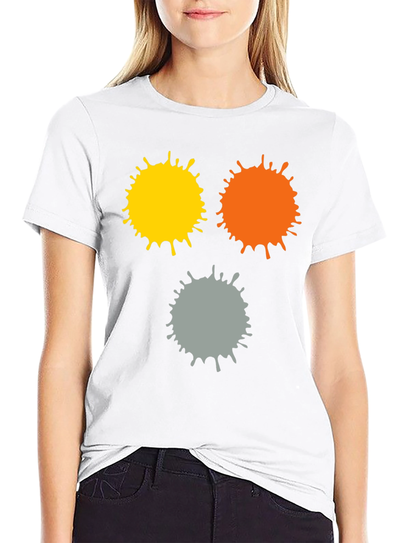 Abstract Splatter Print Black T-Shirt