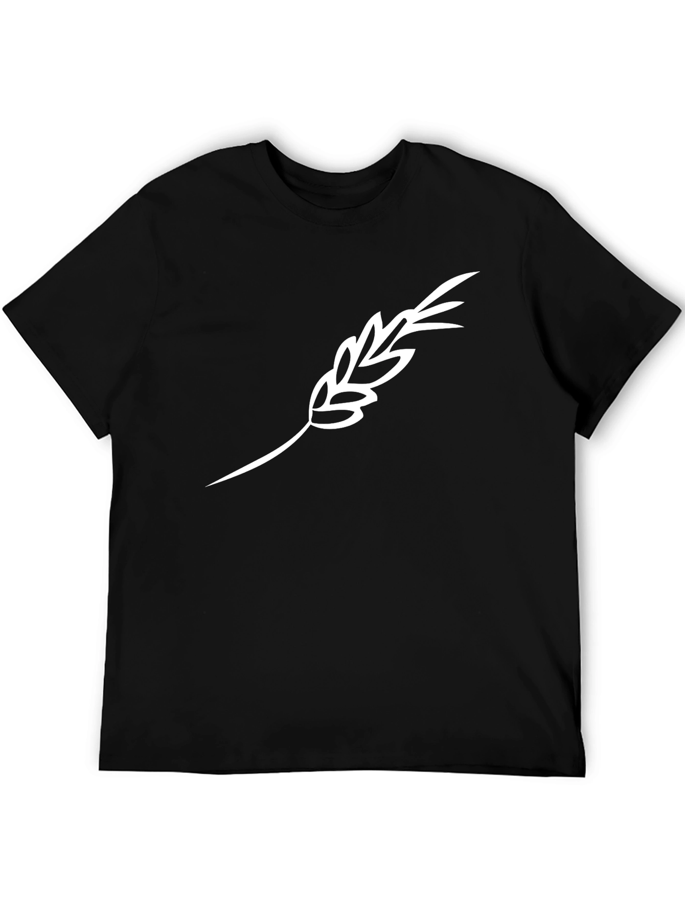 Mens Black T-Shirt with Wheat Design