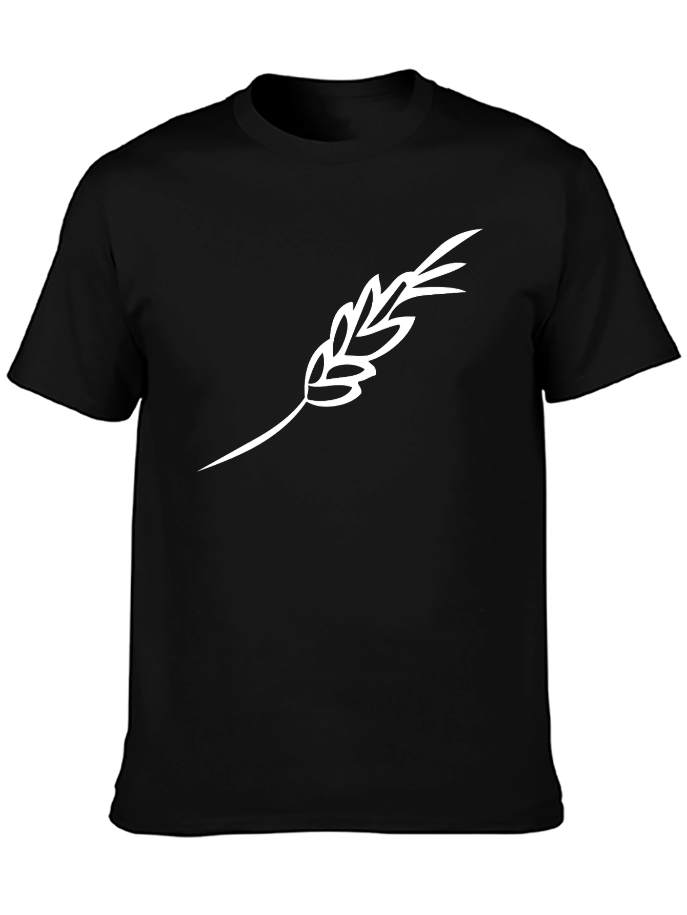 Mens Black T-Shirt with Wheat Design