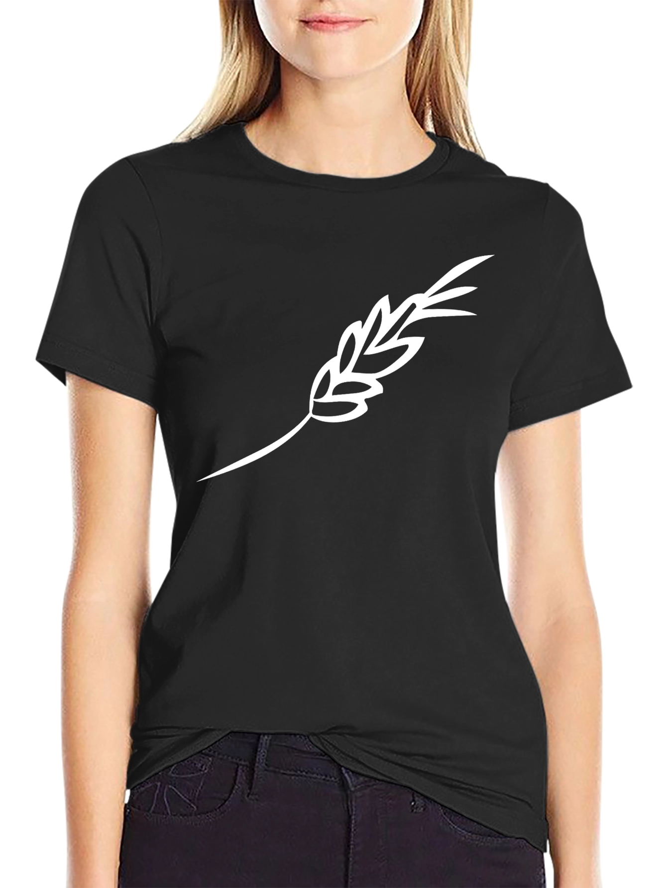 Mens Black T-Shirt with Wheat Design