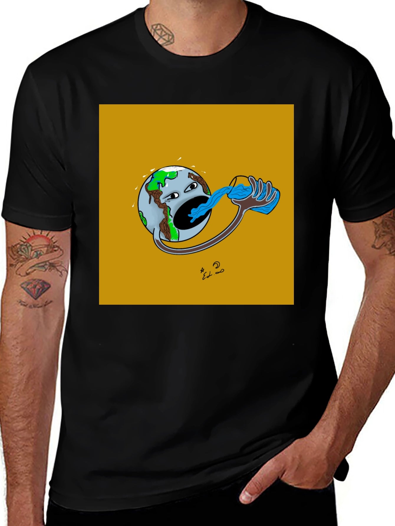 Earth Drinking Water Graphic T-Shirt