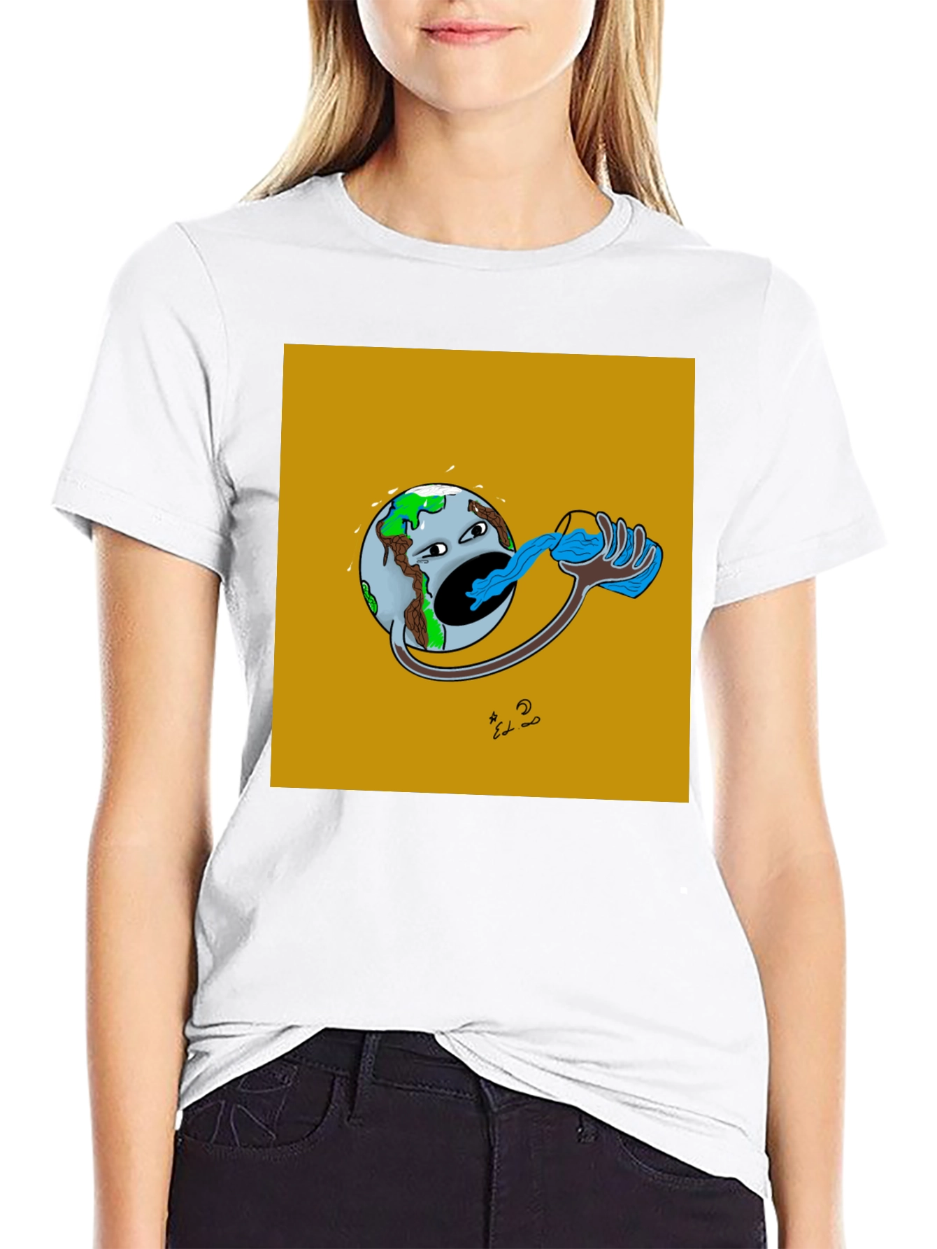 Earth Drinking Water Graphic T-Shirt