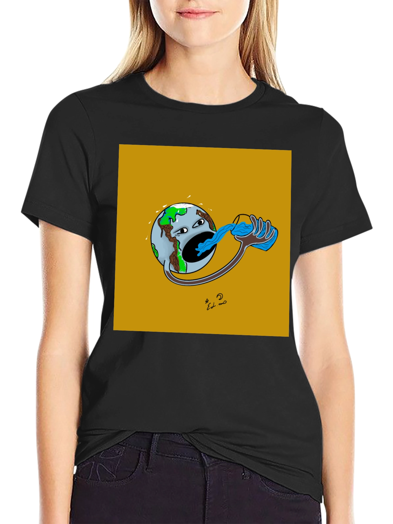 Earth Drinking Water Graphic T-Shirt
