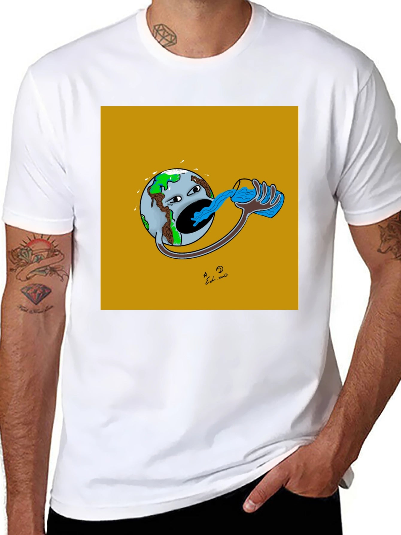 Earth Drinking Water Graphic T-Shirt