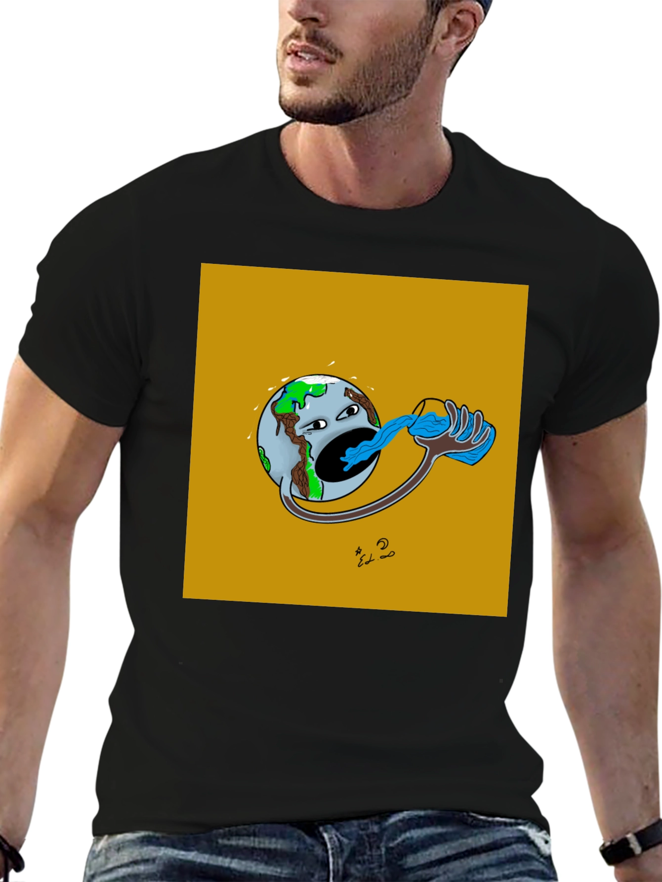 Earth Drinking Water Graphic T-Shirt