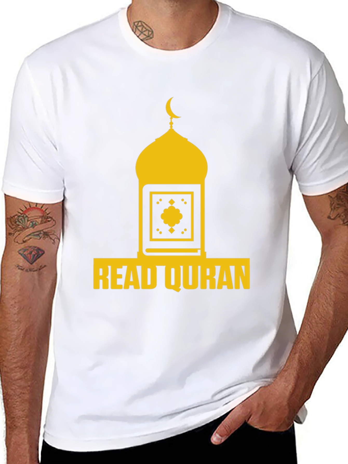Read Quran T-Shirt - Islamic Mosque Crescent Design