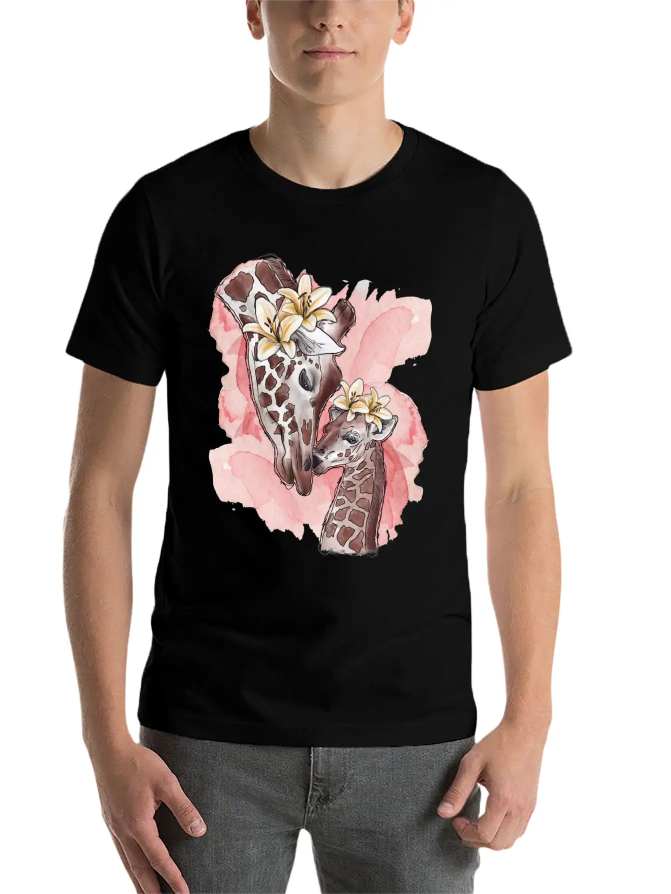 Giraffe Mama Unisex Casual T-Shirt – Clean Design For Daily Comfort
