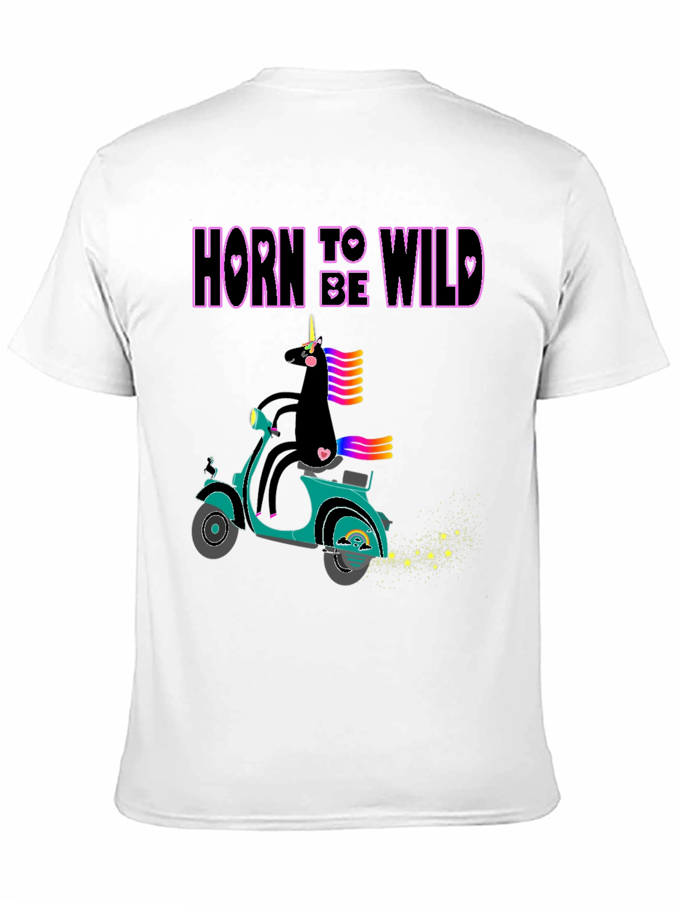 Unicorn On Scooter Graphic T-Shirt