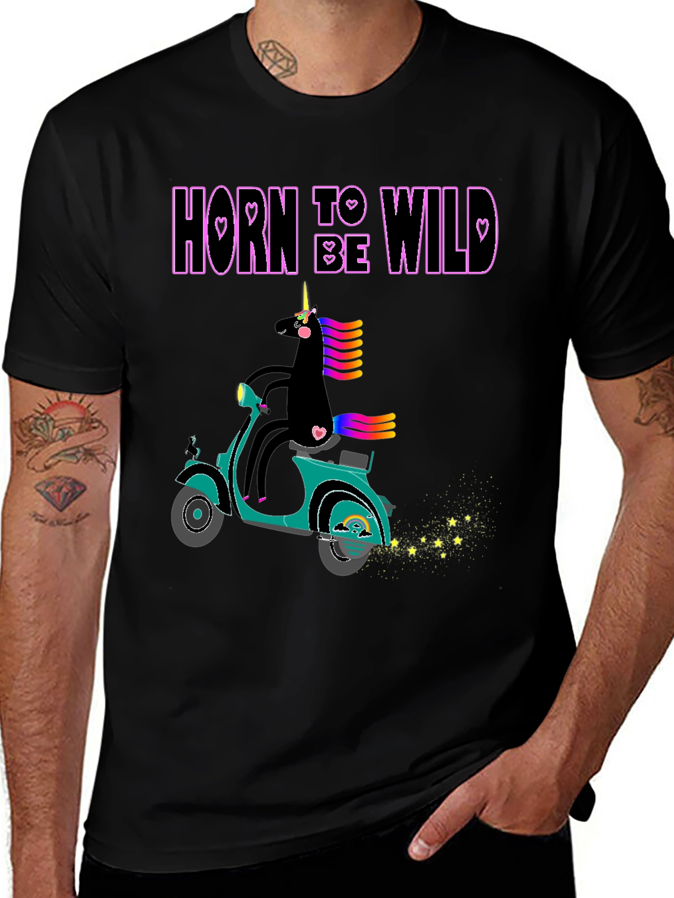Unicorn On Scooter Graphic T-Shirt