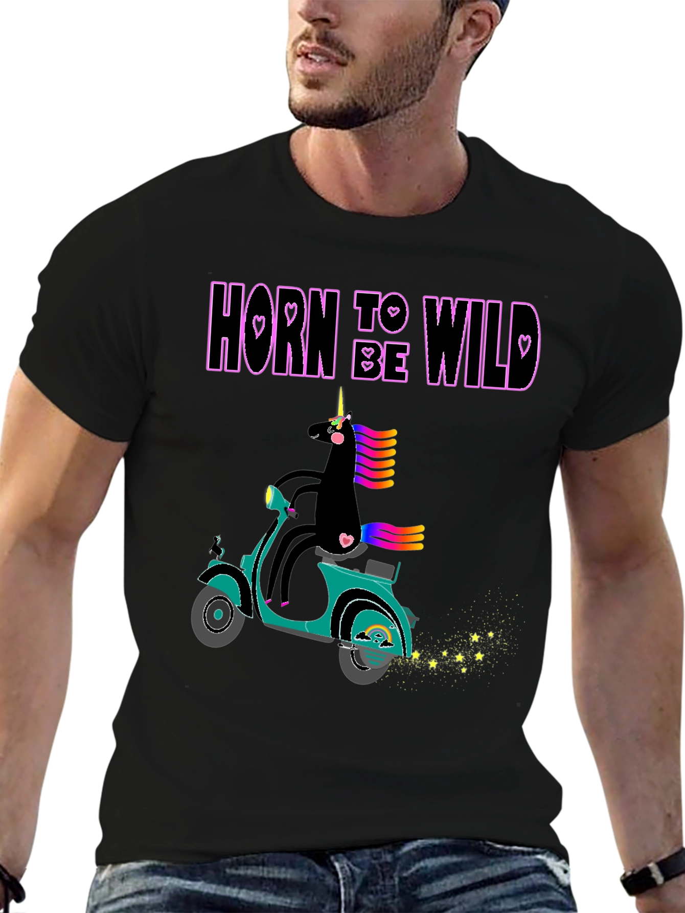 Unicorn On Scooter Graphic T-Shirt