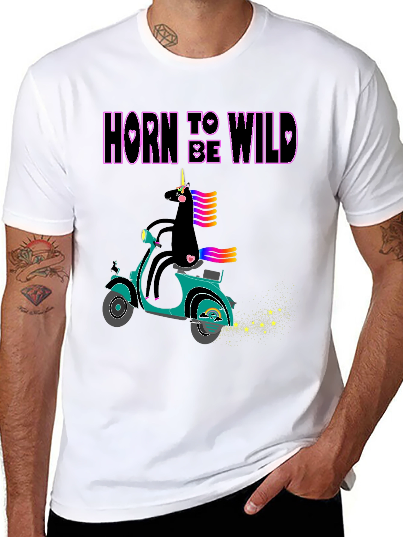 Unicorn On Scooter Graphic T-Shirt