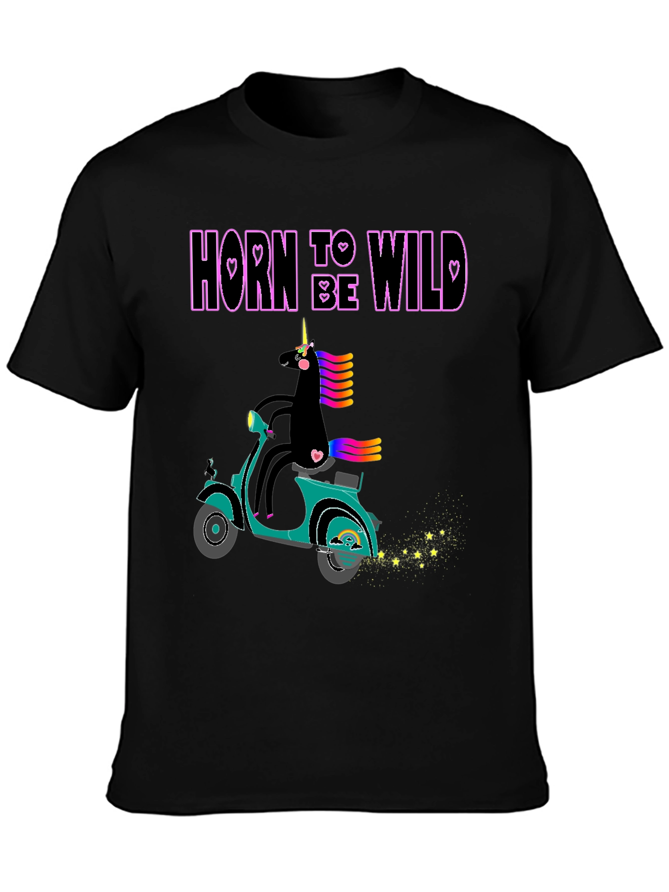 Unicorn On Scooter Graphic T-Shirt