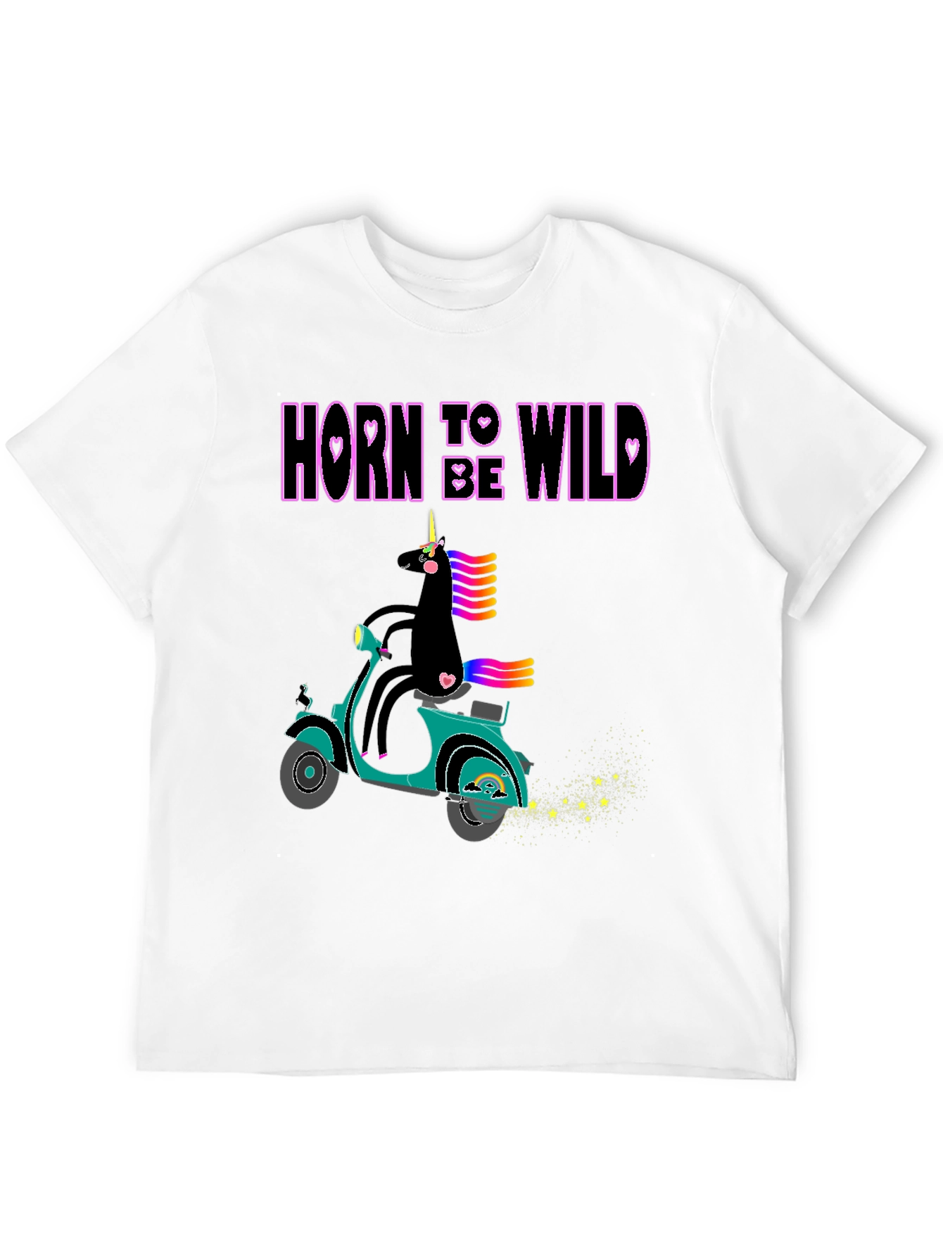 Unicorn On Scooter Graphic T-Shirt