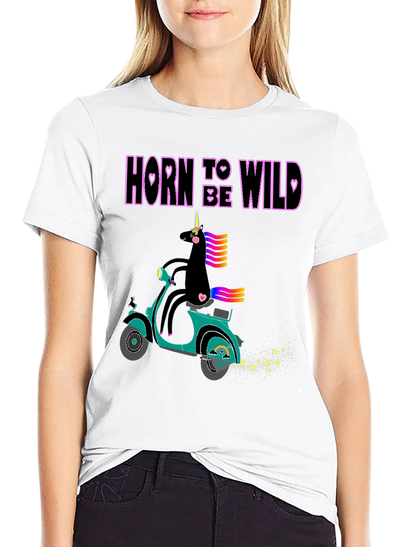 Unicorn On Scooter Graphic T-Shirt