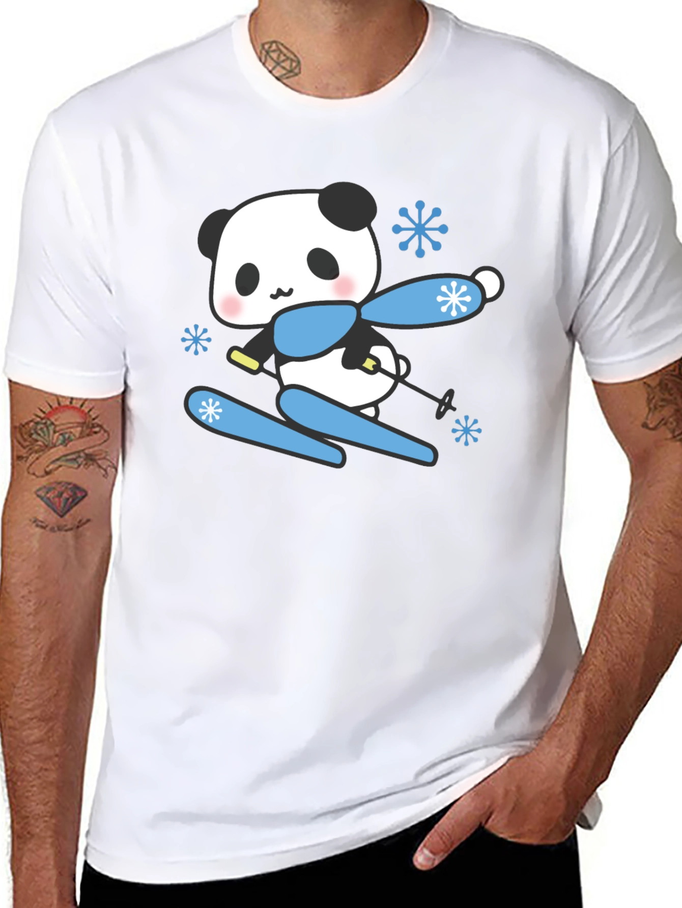 Skiing Panda T-Shirt - Cute Winter Apparel