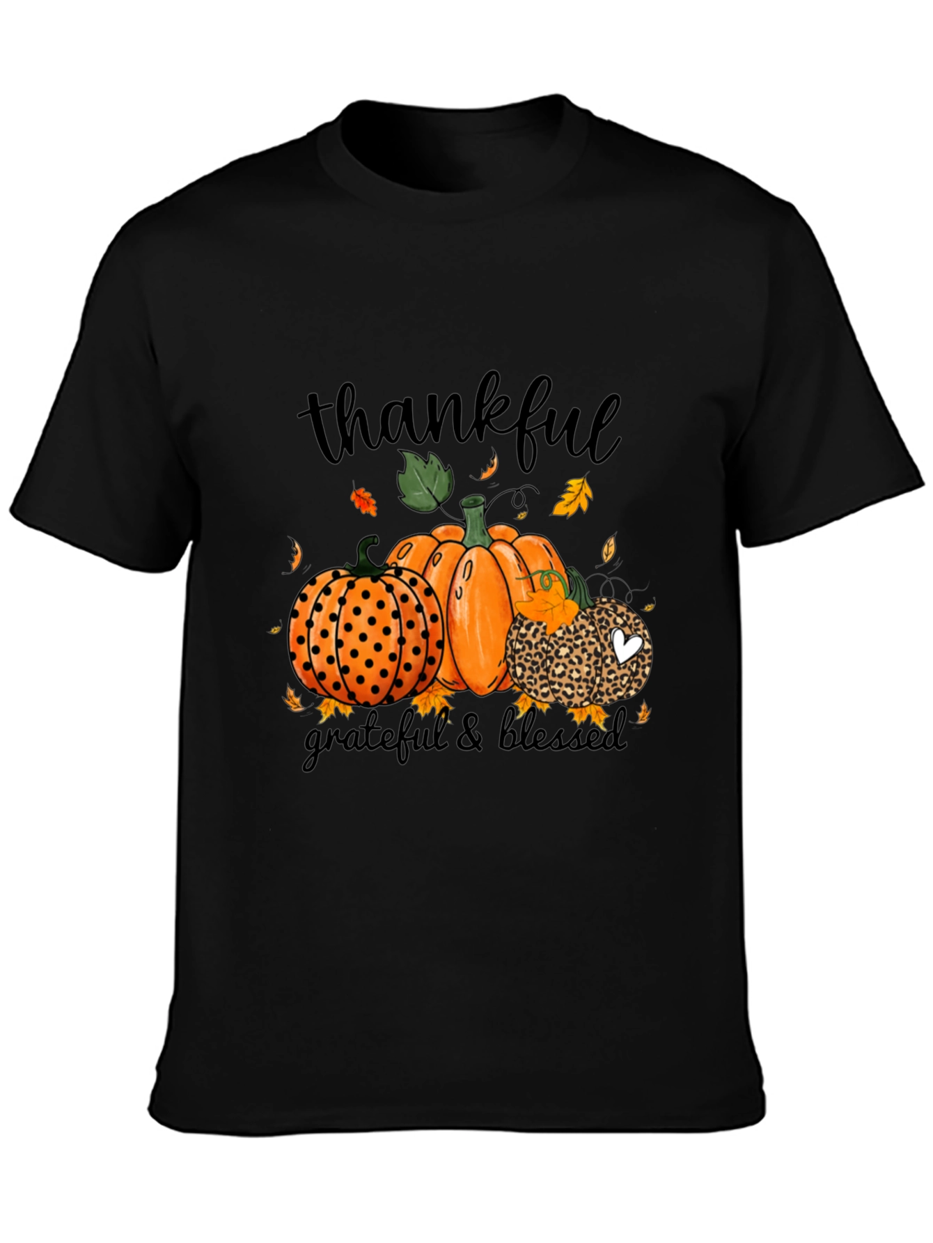 Thankful Grateful Blessed Pumpkin Fall T-Shirt
