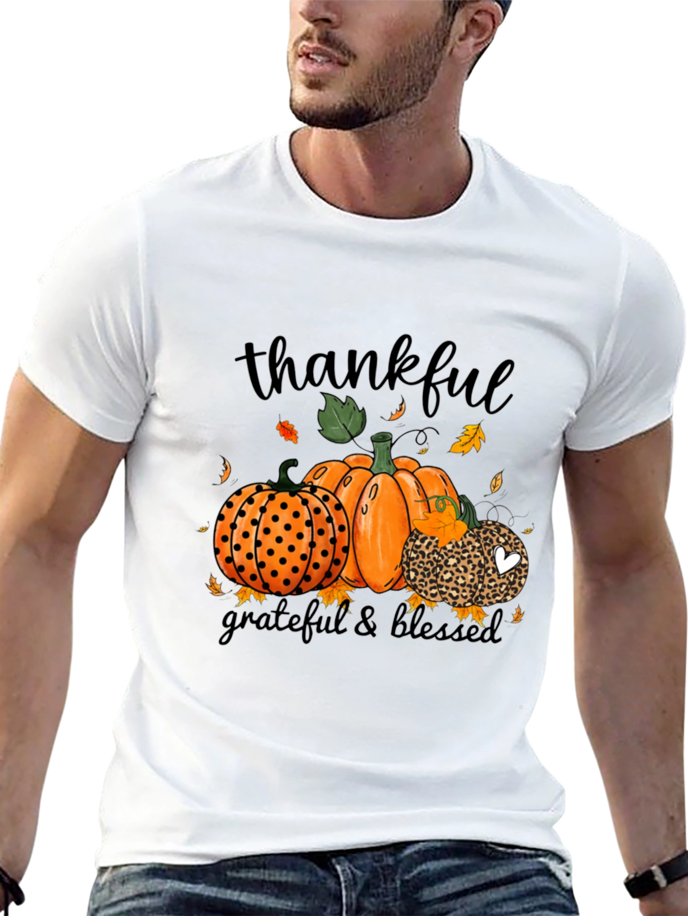 Thankful Grateful Blessed Pumpkin Fall T-Shirt