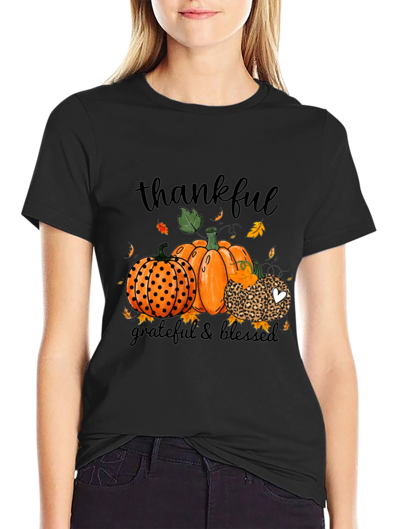 Thankful Grateful Blessed Pumpkin Fall T-Shirt