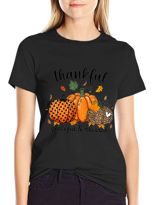 Thankful Grateful Blessed Pumpkin Fall T-Shirt