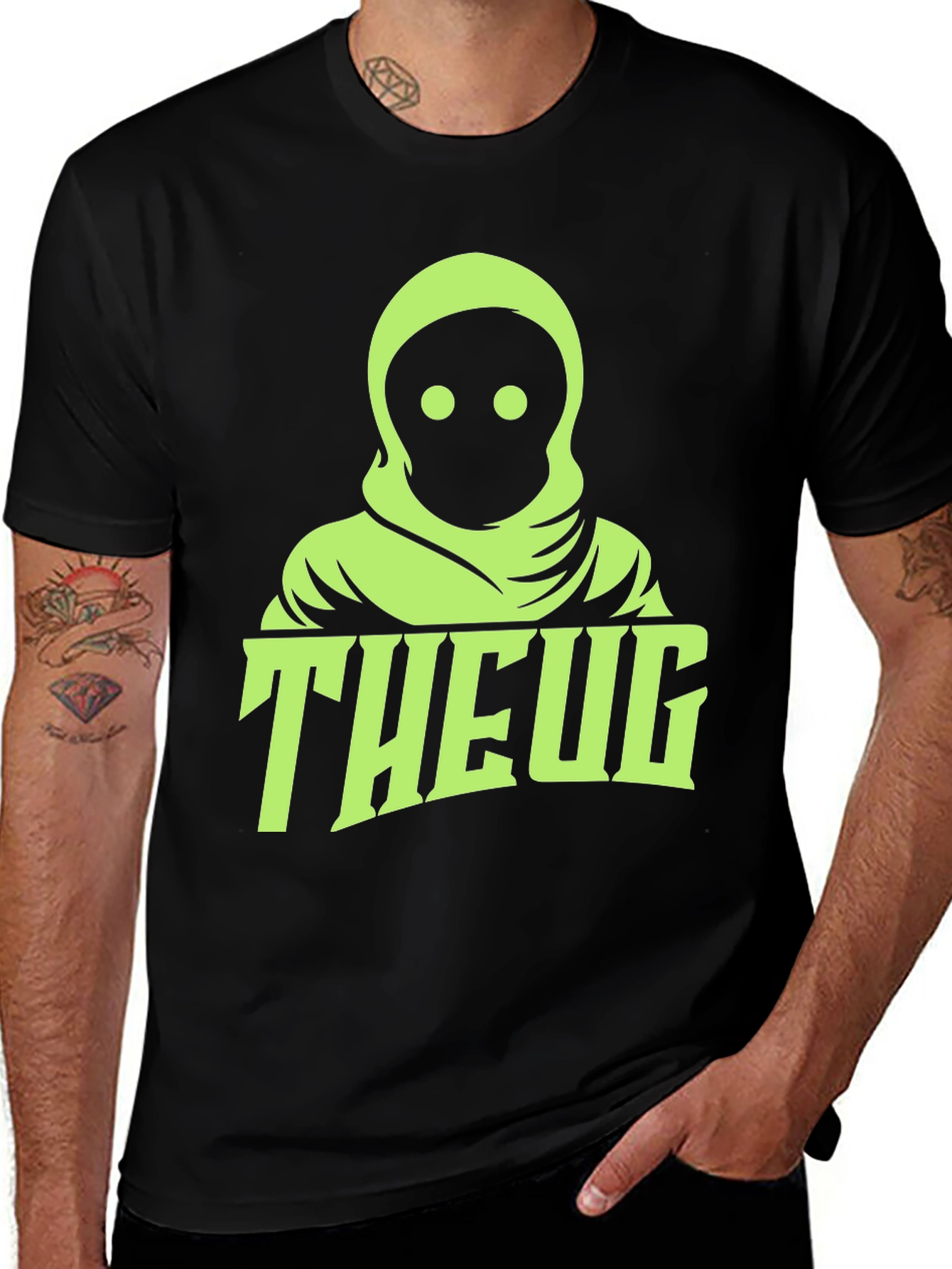 THEUG Black T-Shirt with Green Graphic