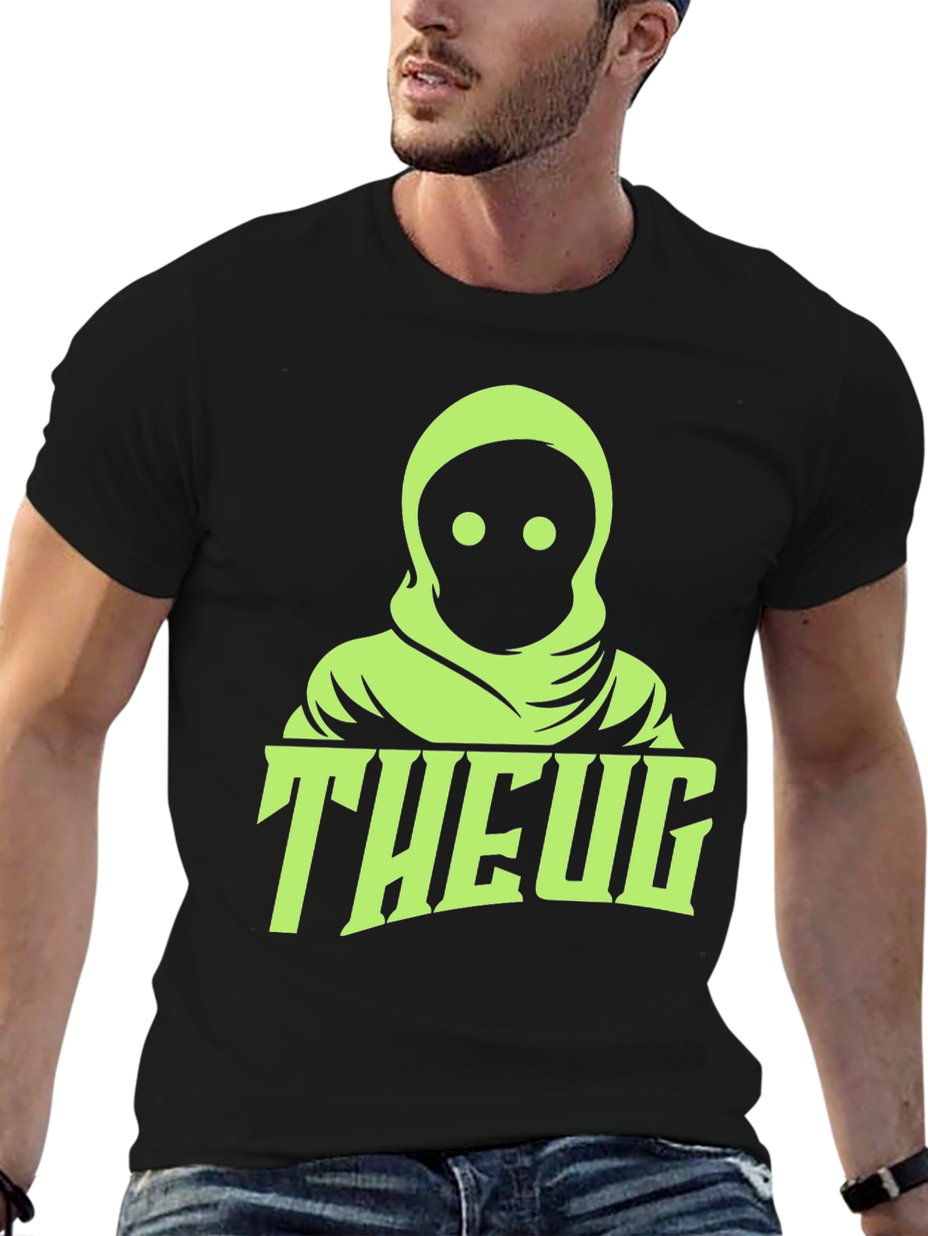THEUG Black T-Shirt with Green Graphic