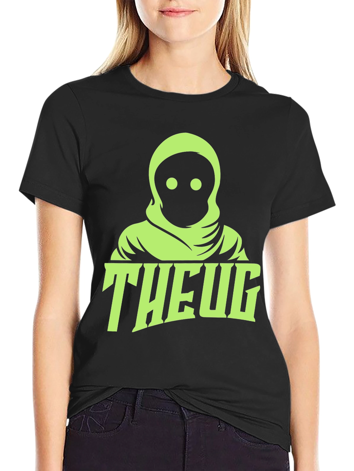 THEUG Black T-Shirt with Green Graphic
