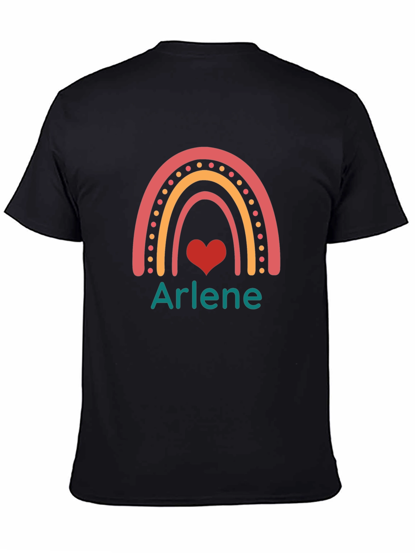 Arlene Rainbow Heart Graphic Black T-Shirt