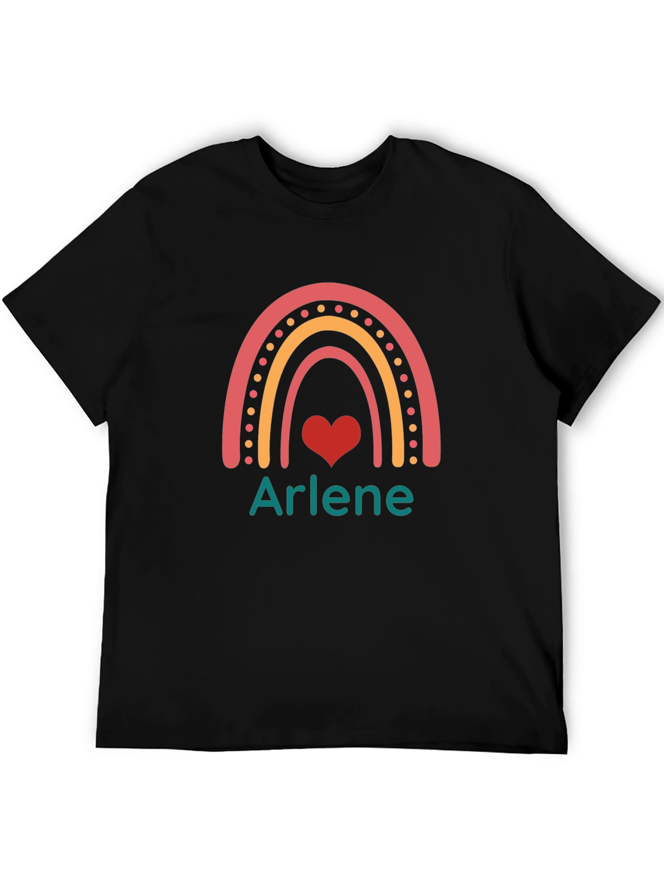 Arlene Rainbow Heart Graphic Black T-Shirt