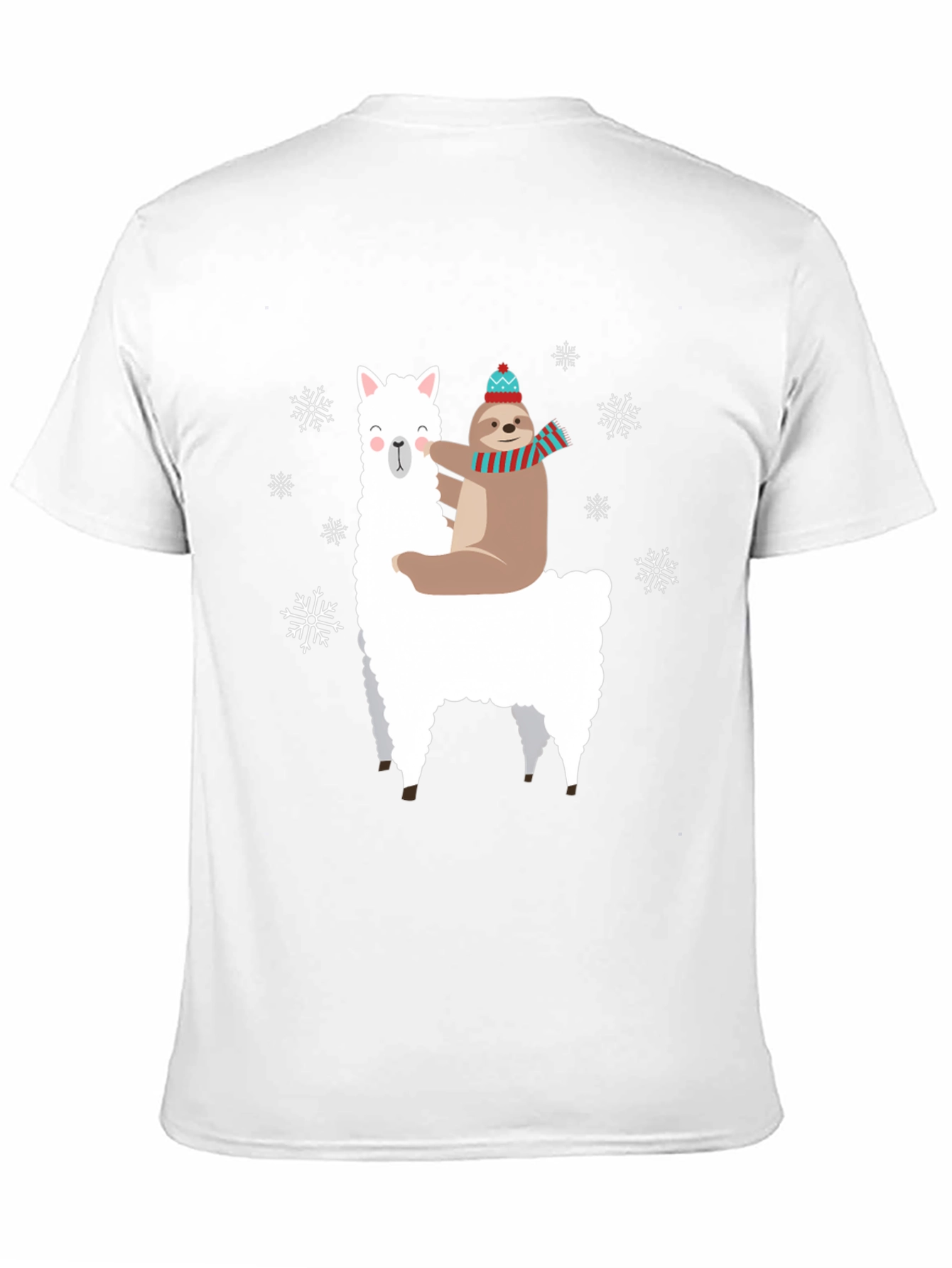 Llama Sloth Snowflake Black Graphic Tee