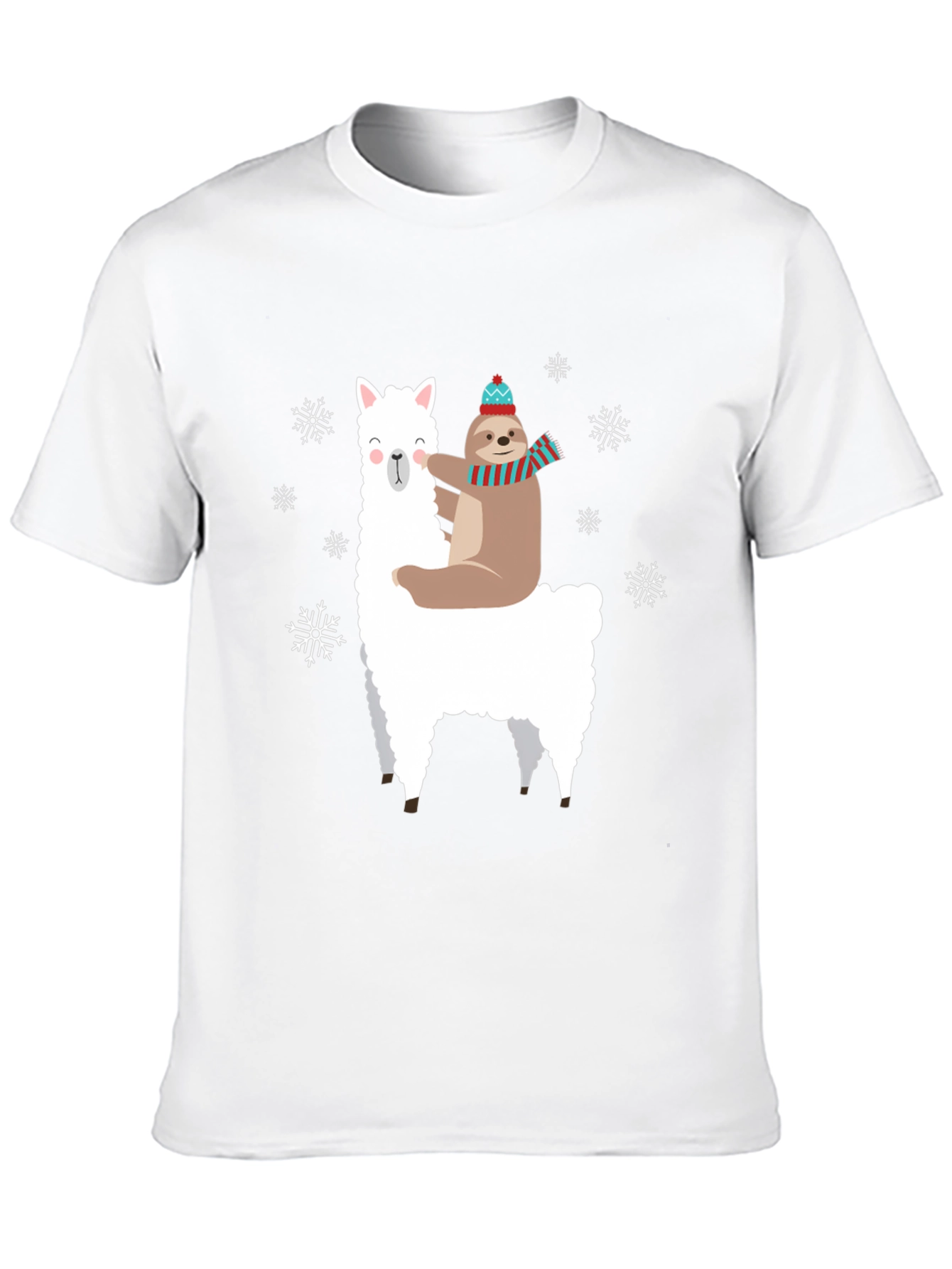 Llama Sloth Snowflake Black Graphic Tee