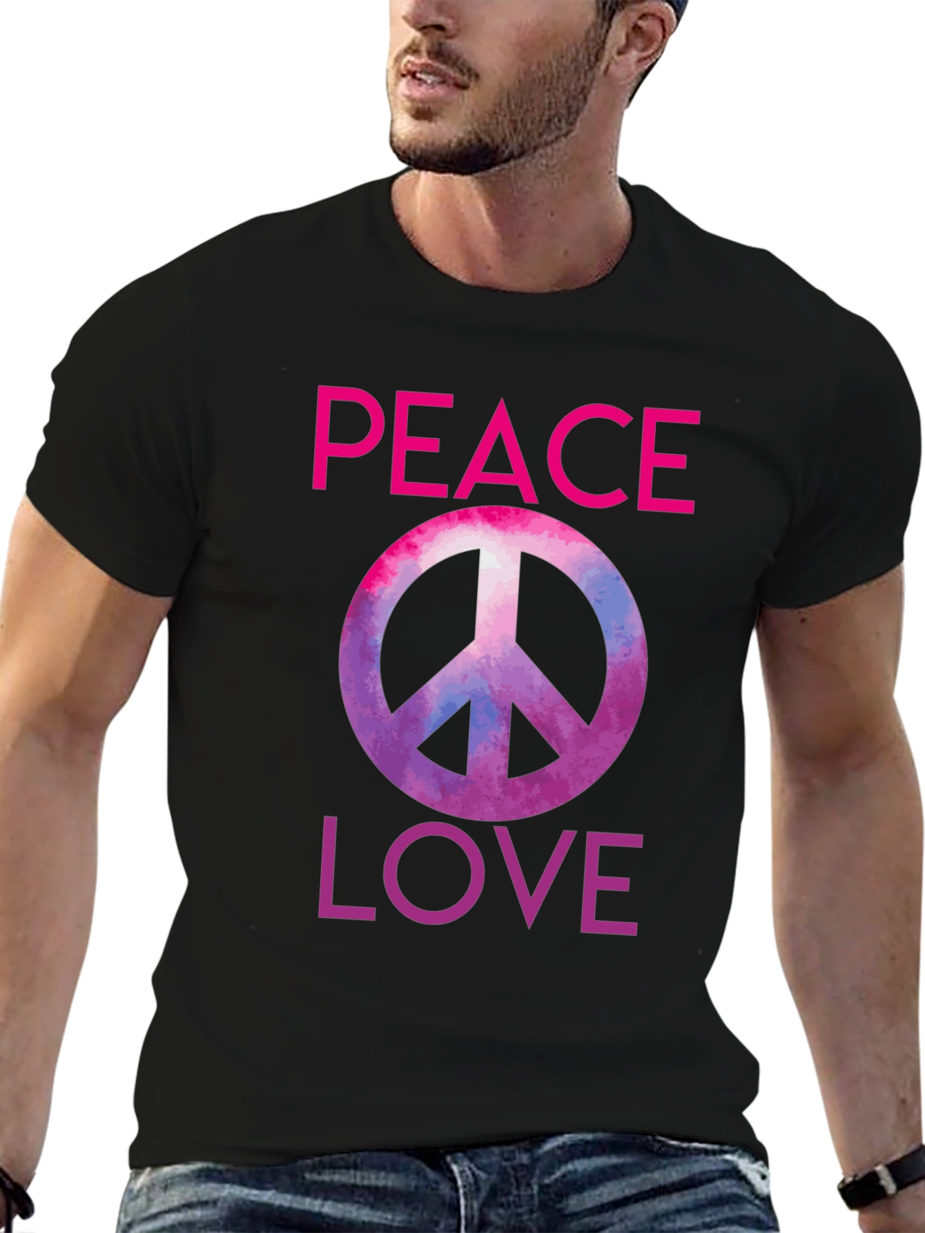 Peace Love Graphic Tee - Trendy Black T-Shirt