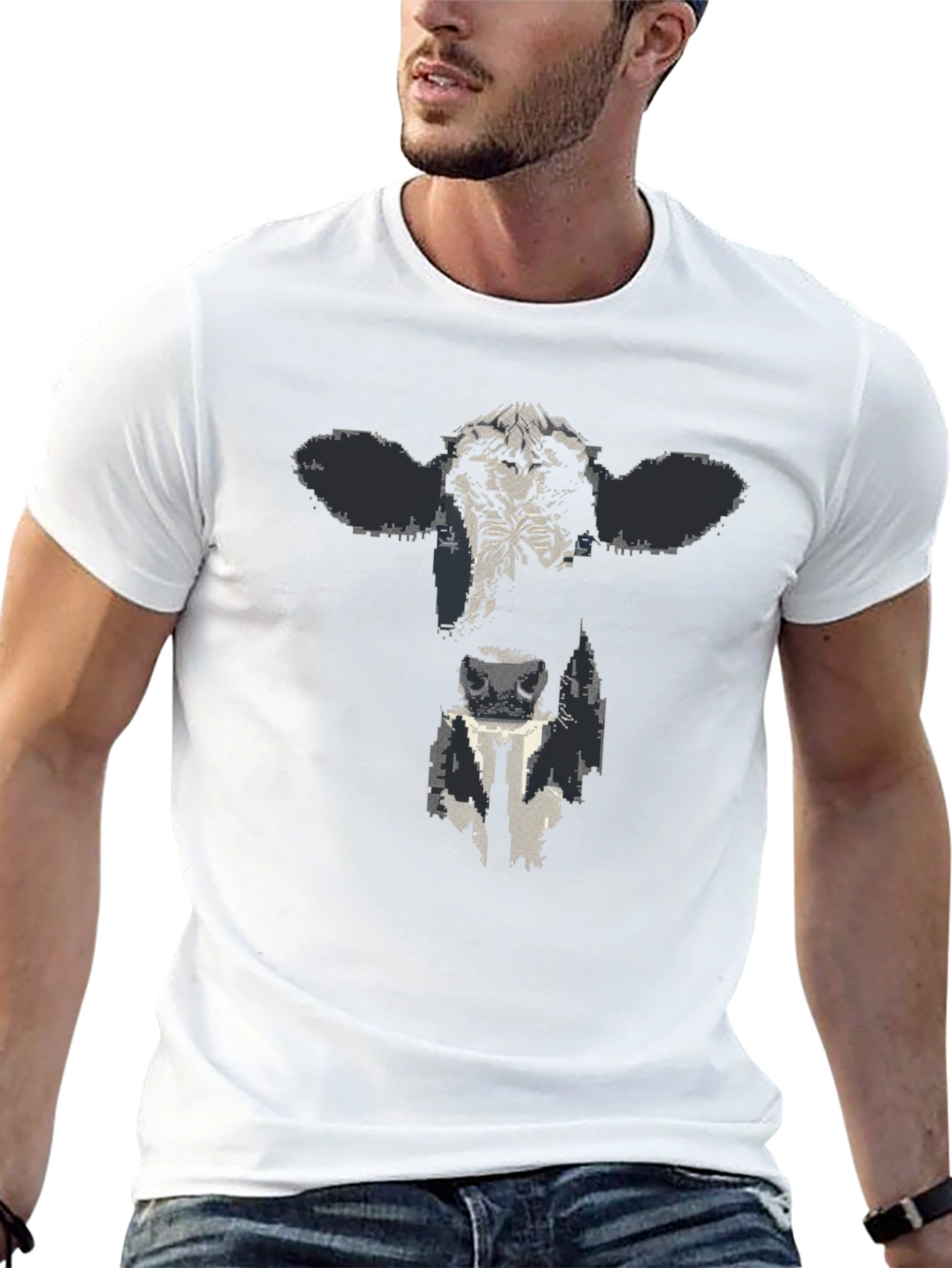 Cow Face Graphic Black T-Shirt