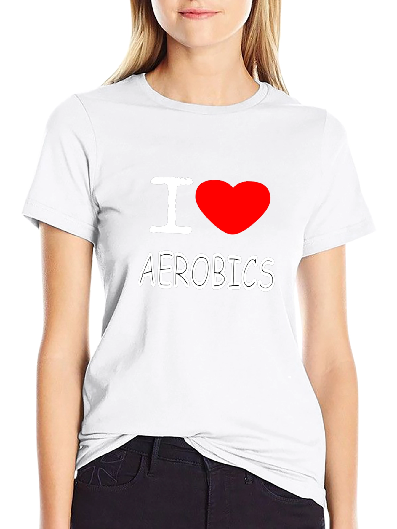 I Heart Aerobics Black Cotton Tee