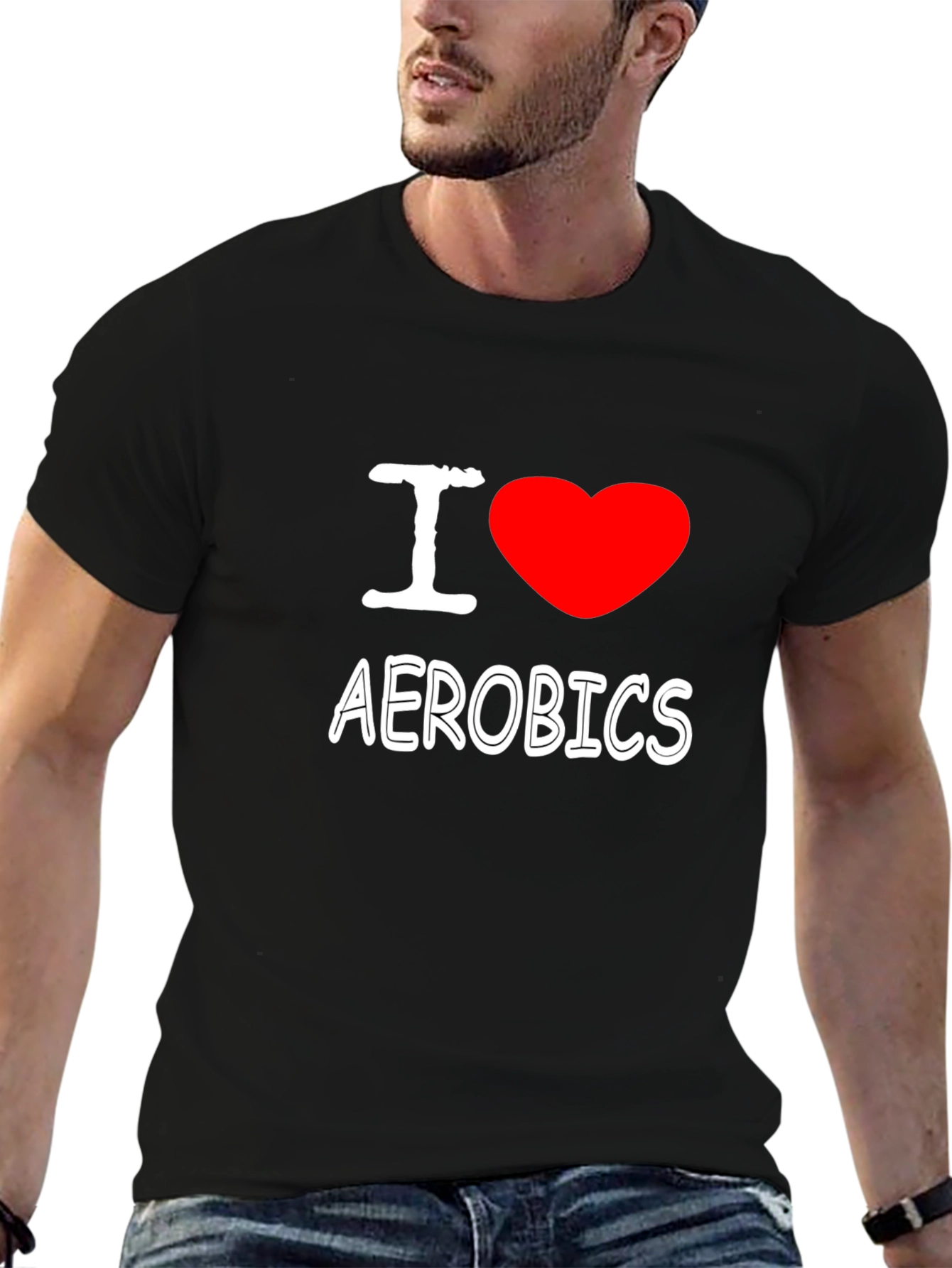 I Heart Aerobics Black Cotton Tee