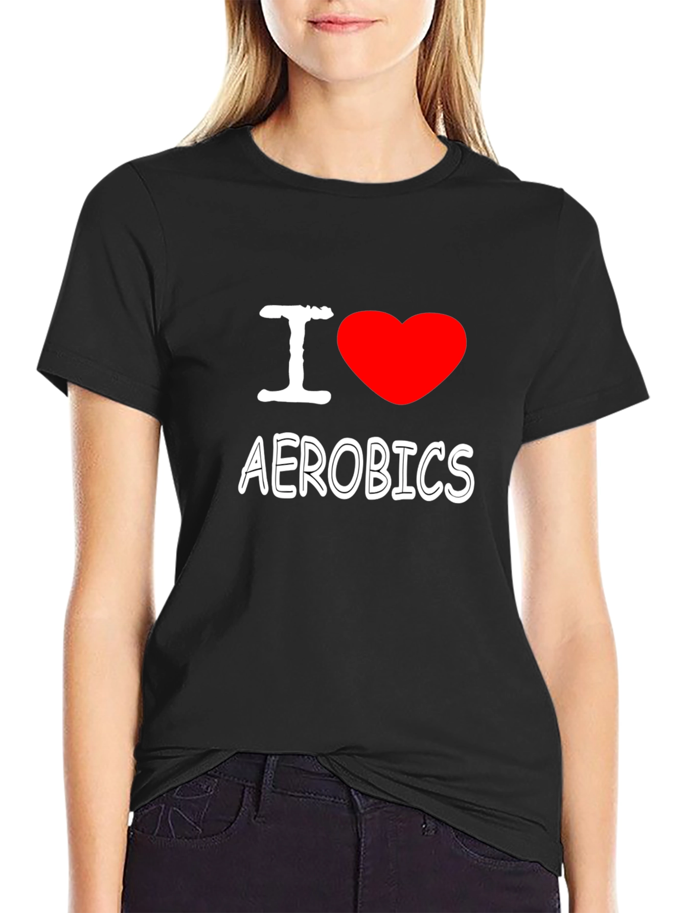 I Heart Aerobics Black Cotton Tee